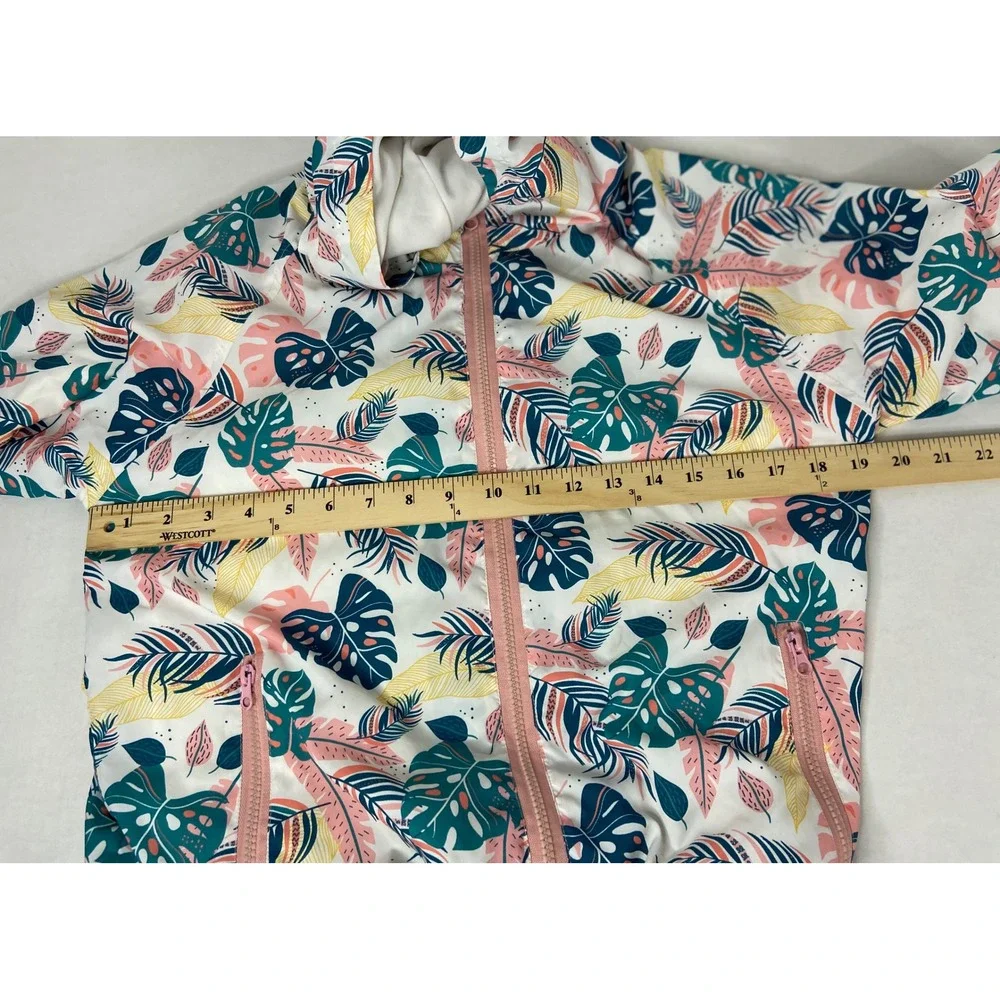 Welaken Kids Hooded Windbreaker Tropical Leaf Print Jacket Youth 160 - Picture 7 of 12